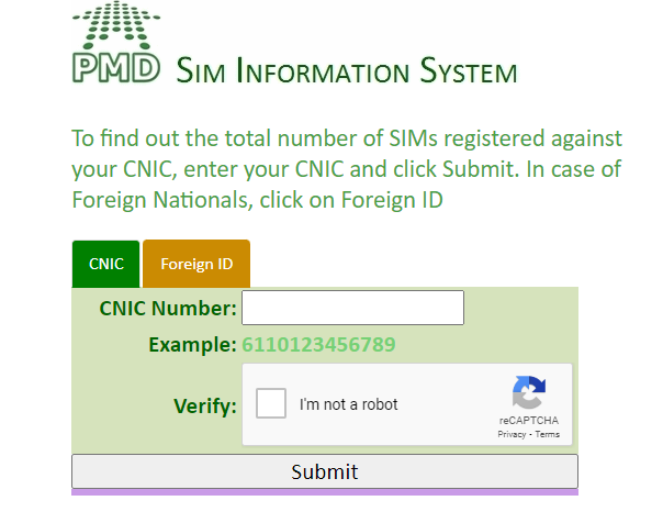 Sim information system PTA